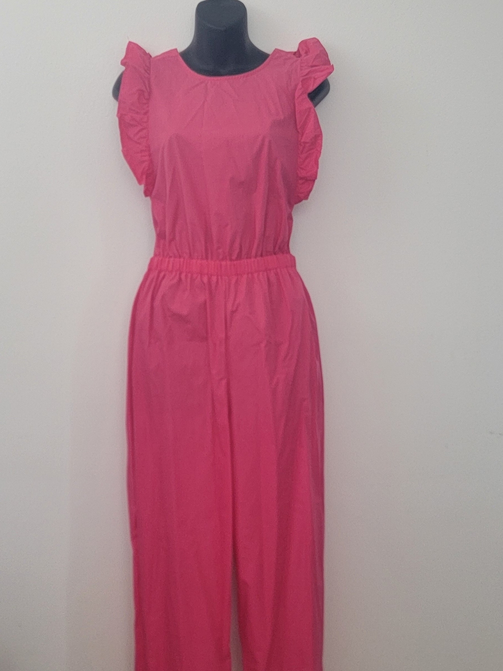 Bright Pink Ruffled Sleeve Jumpsuit